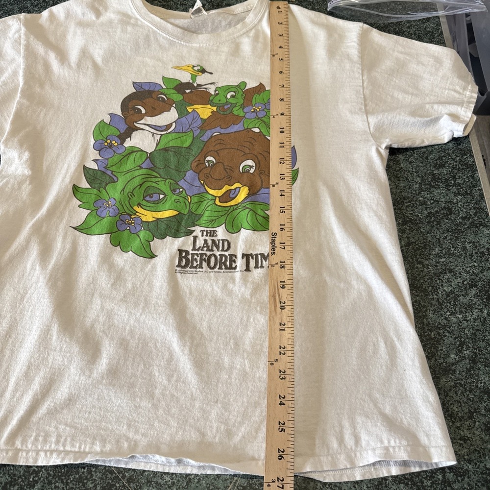 FRUIT OF THE LOOM VTG 90s RETRO MOVIE PROMO BOOK LAND BEFORE TIME T SHIRT SZ L - Picture 7 of 7